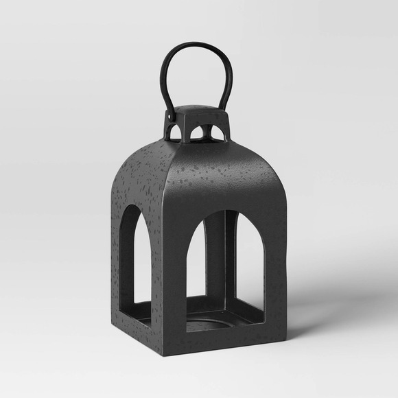 13.5" Cast Aluminum Lantern Candle Holder Black Black - Threshold - Picture 1 of 7
